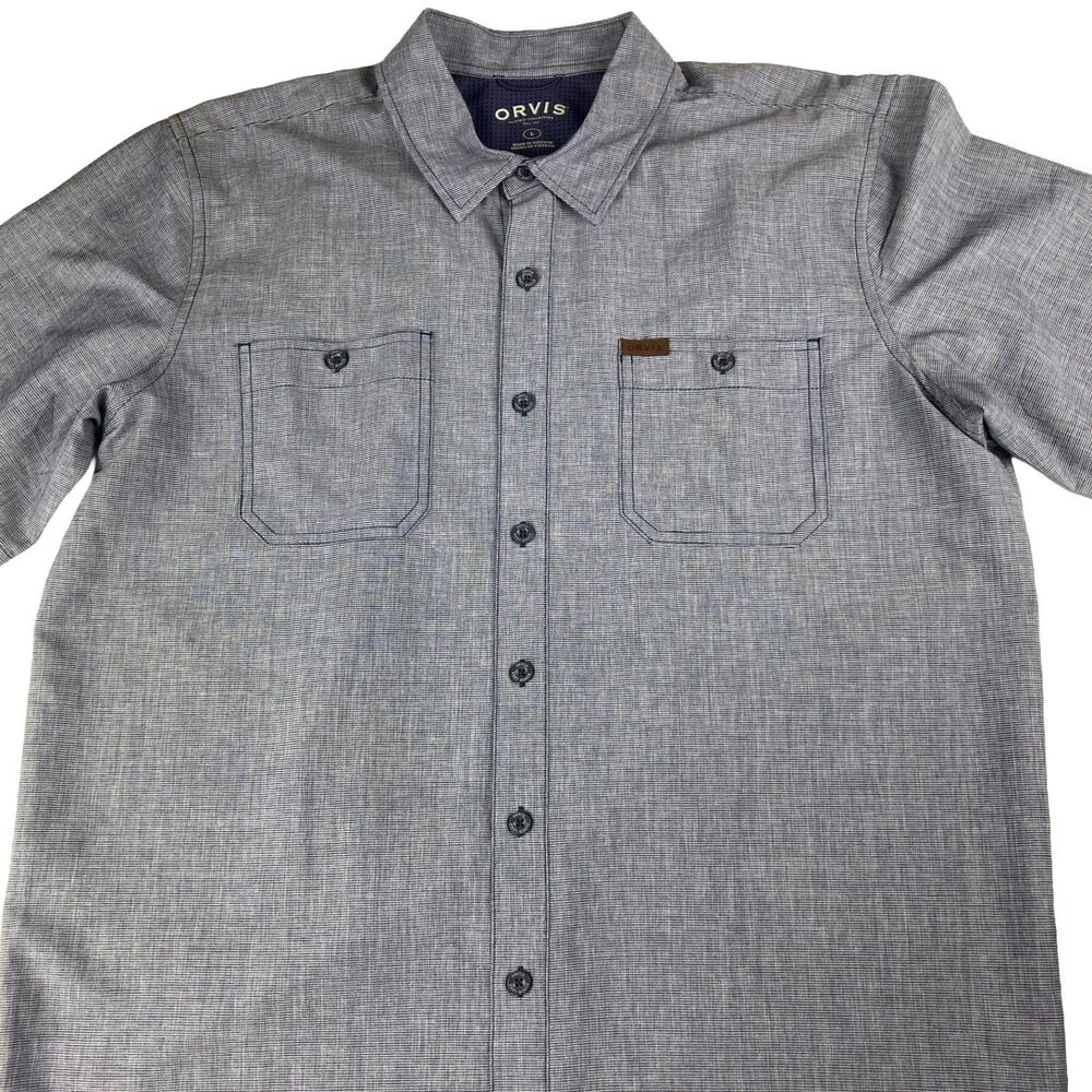 Orvis Classic Collection Shirt Mens Large Blue Gray Button Up Outdoor Casual